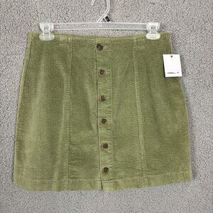 O'Neill Juniors' Women's Delilah Button-Front Corduroy Miniskirt Green XL NWT's
